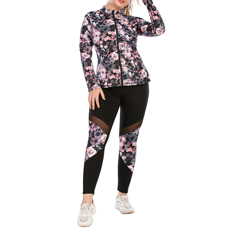 Ensemble de yoga à forme en U floral