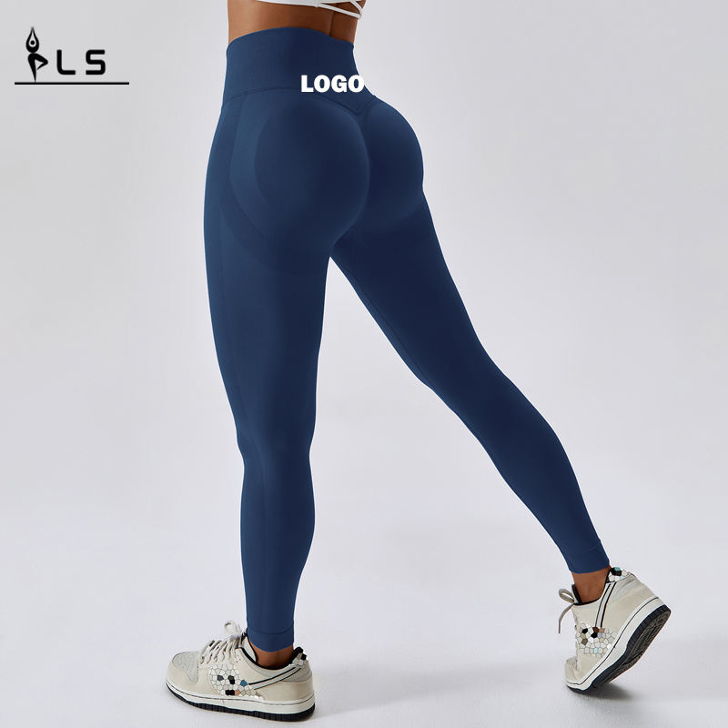 SC10126 Étiquette personnalisée Fitness Yoga Pantalons sans couture Leggings Leggings Spandex brillants pour femmes 2023
