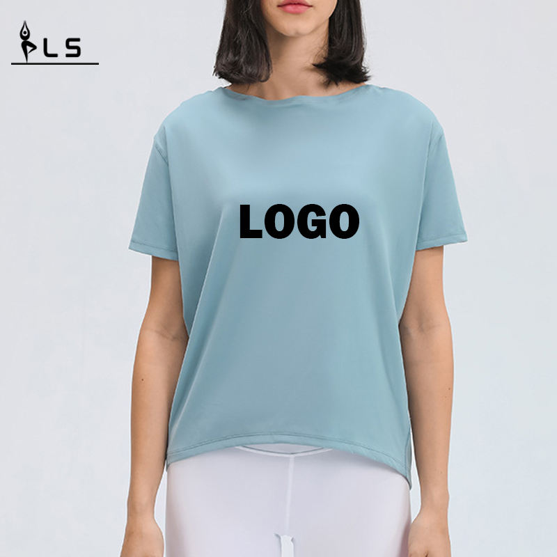 SC10266 Custom Logo Yoga Shirt Cutout entraînement Pullor Yoga Shirt Short Sports Yoga Yoga Workout lâche T-shirt Dry T-shirt