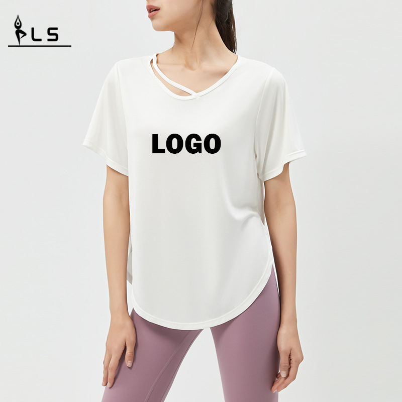 SC10264 Yoga T-shirts Fitness Fitness Running Round-cou T-shirts Loose Fitness Casual Fitness Yoga Top à manches courtes
