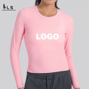 SC10271 Yoga Crop Top Top Top de gymnase T-shirt serré T-shirt à manches longues à manches rondes
