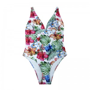 Tempérament de maillot de bain en une seule pièce de STRAPE NATIONAL FLORAL