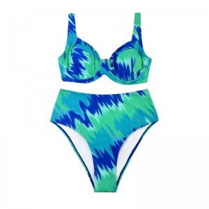 Swimsuit en deux pièces imprimé par Turquoise avec de larges sangles